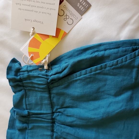 NWT C&C CALIFORNIA 100% LINEN SHORTS - MEDIUM - TEAL - Picture 7 of 9
